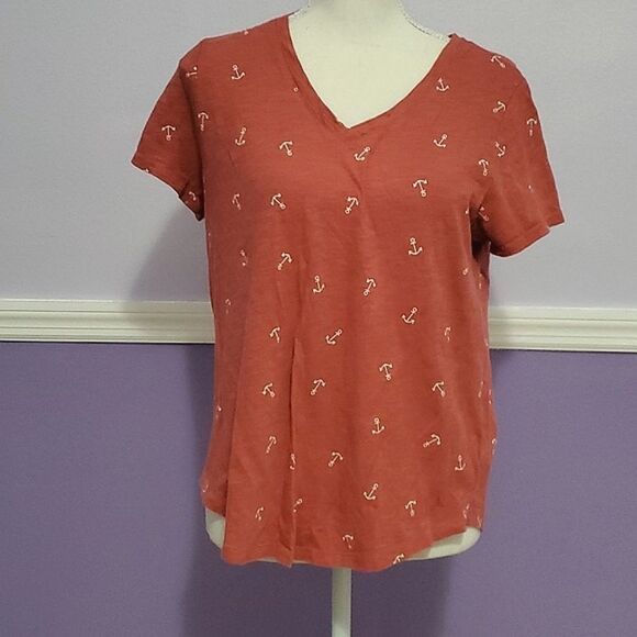 Old Navy Everywear Rusty Anchors Beachy Nautical Short Sleeve Tee - Picture 1 of 8